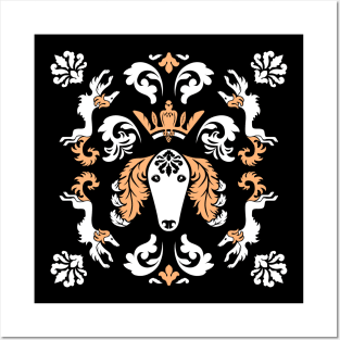 The Spirit of Saluki Damask (Black) Posters and Art